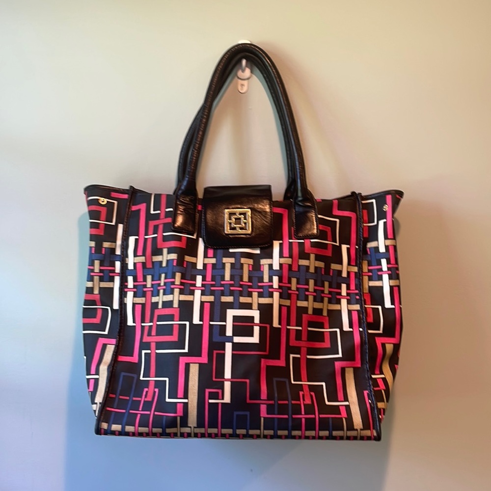 Trina Turk Geometric Large Tote Bag Leather